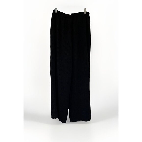 Vtg SALVATORE FERRAGAMO Black Silk Pleated Trousers IT46 US12 L Made in Italy - Picture 1 of 10